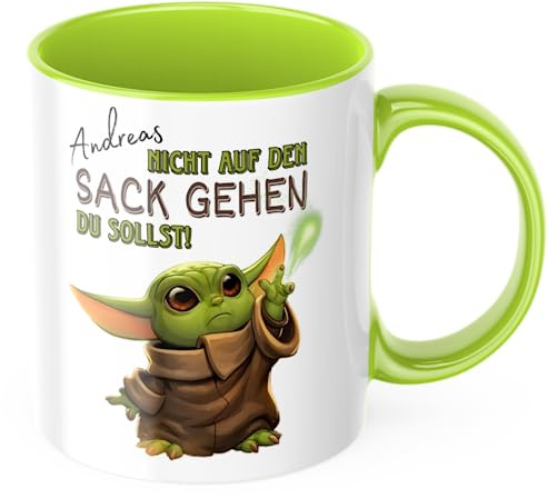 Das MIMIMI mit Wunschname auf Tasse Kindertasse Geburtstag Geschenkidee Tasse personalisieren (Grün)