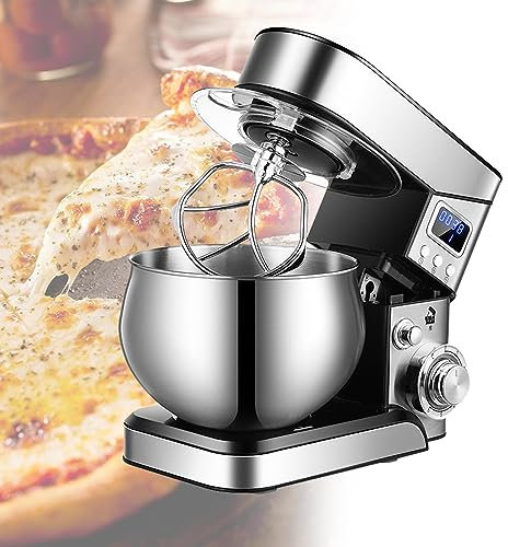 Mélangeur Sur Socle Instantané Pro, Mélangeur Électrique 6 Vitesses 600 W Avec Interface Numérique, Bol En Acier Inoxydable De 5,5 L, Avec Fouet Lavable Au Lave-vaisselle, (Color : Stainless steels,