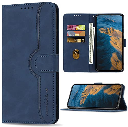 Bear Village Hülle für Huawei P10 Lite, PU Leder Handyhülle Klappbar Handytasche, Schutzhülle mit Kartenfach für Huawei P10 Lite, Blau