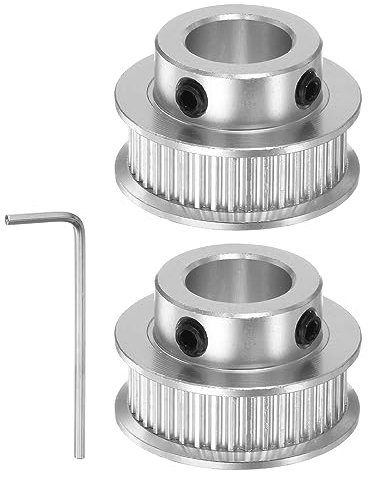 sourcing map 2Stk 2GT Umlenkrolle 40 Zähne 10mm Bohrung 28mm Durchmesser Aluminum Zahnriemen mit 2mm Sechskant Schlüssel für 6mm Breite Gürtel 3D Drucker CNC Maschine Zubehör Silberton