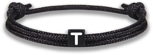 GD GOOD.designs Armband mit Buchstaben | Verstellbares Partnerarmband (14cm - 25cm) mit schwarz geflochtenen Seil