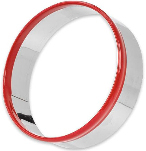 3.5 Inch Round Cookie Cutter with Red Top Rubber Protection, Large Circle Biscuit Cutter, Metal Cookie Cutter