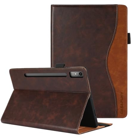 CASAFUNY Hülle für Lenovo Tab P12 12.7 2023 mit Stifhalter, Premium PU Leder Business Multi-Winkel Folio Schutzhülle Dokumentschlitze Tablet case für Lenovo Tab P12 2023 12.7 Zoll, Braun | mit Stifhalter,Fronttasche,PU Leder,Multi-Winkel,Dokumentschlitze,Schutzhülle für Lenovo Tab P12 2023 12.7 Zoll