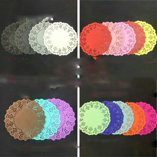 KEYNCO 20 pz 4.5 Pollici 11.4 cm Colorato Rotondo Pizzo Decoupage Centrini di Carta/Tovaglietta Festival Festa di Nozze Decorazione Scrapbooking Centrino-6-114mmx114mm