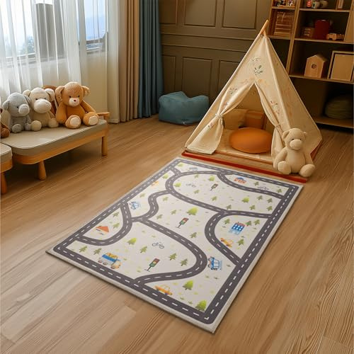 Navaris - Alfombra de juego antideslizante para niños, ideal para habitación y coche de juguete, fácil de limpiar