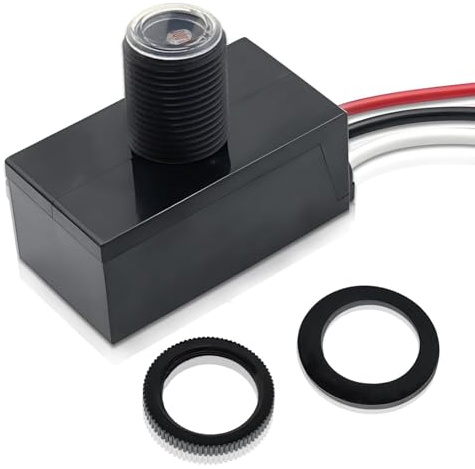 Meskliu AC110-240V Photocell Light Sensor,5A Dusk to Dawn Outdoor Photoelectric Light Control Switch,Hard-Wired Post Eye Light Control with Automatic Illumination Detection Circuit