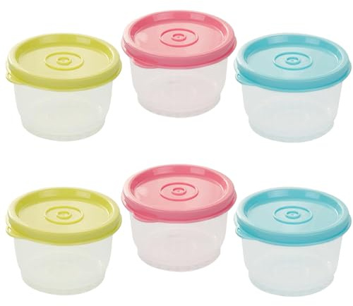 BSGZCM 6 Pcs Small Food Containers with Lids, 160ML Plastic Snack Pots, Small Containers With Lids Reusable Food Storage Containers for Bento Yoghurt Fruit Yoghurt, Microwave Freezer Safe