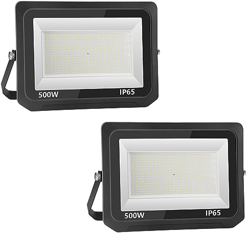 Royana 2x 500W 50000LM Projecteur Exterieur LED 3000K Blanc Chaud Spot LED Extérieur IP65 Imperméable Spot Sécurité Floodlight pour Jardin Cour Terrasse Square Usine