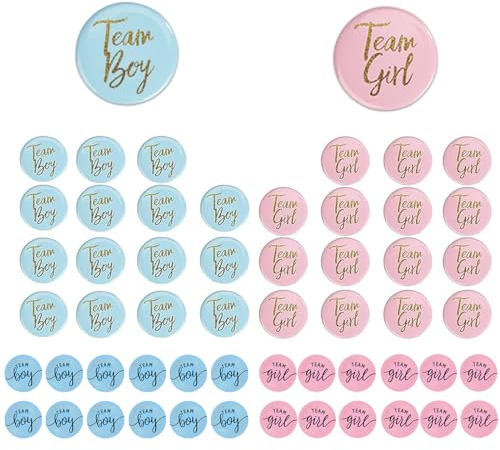 56 Pièces Épingles De Boutons De Révélation De Sexe Badges De Révélation De Genre Pour Baby Shower Fête Décoration Fournitures (Bleu, Rose)
