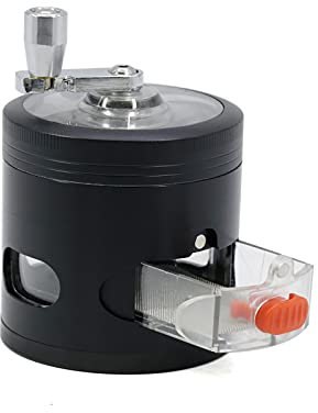 LOKORI Grinder Crusher, Premium Hand Crank Grinder, Pollen Scraper Grinder, with Pollen Catcher Durable, for Dried Spices, Herbs, Clear Top Abrader Spices Grind Manual Muller (Black)