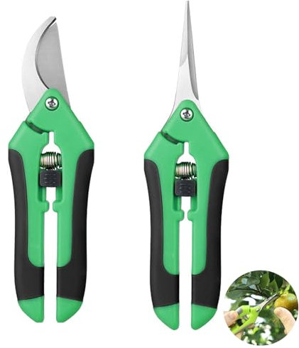 Secateur de Jardin, 2pcs Sécateurs précision Jardinage, Ciseaux de Jardinage en Acier Inoxydable, set de machettes, Sécateurs de Jardin à Bouts Droits, avec Verrouillage de Sécurité, pour les bonsaïs