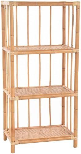 korb.outlet Badregal mit Vier Ablagen Regal Standregal Küchenregal aus Natur Rattan (Natur, Gerade - 4 Ablagen)