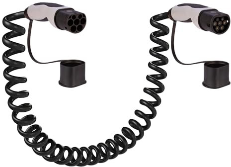 POLY POOL - PP2855 Caricabatterie Auto Elettrica - Connessione Trifase Cavo 2 a Tipo 2-7,4 KW - Cavo Caricabatterie Auto Elettrica 32 Ampere - Cavo 4 metri Spiralato