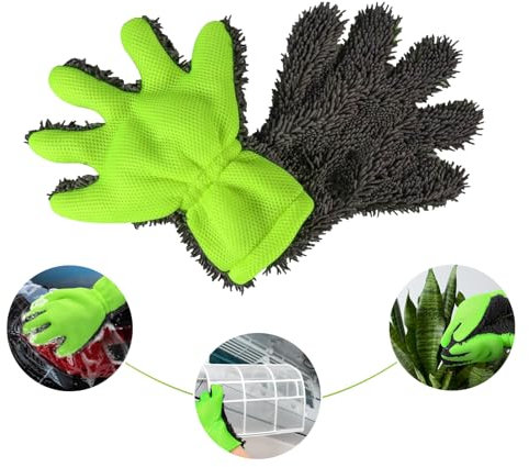 KHDULQ Microfibre Voiture,Nettoyage Kit Chiffon Gant Lavage Lingettes Moto Sechage Micro Fibre Auto Menage de Entretien 16 X 28 cm Vert Gris,Lavage Voiture,Vitres,Les Sols et Les Meubles.