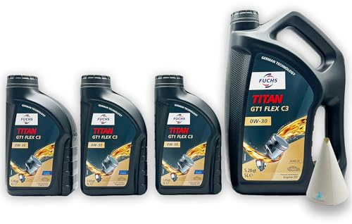 8 L Fuchs Titan GT1 FLEX C3 0W-30 | kompatibel mit VW 504 00/507 00 | MB 229.31 | 229.51 | 229.52 | kompatibel mit PORSCHE C30 | kompatibel mit BMW LONGLIFE-04 | SAE 0W30 | mit Trichter