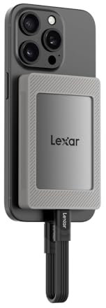 Lexar Portable SSD mit Magnetsatz 2TB, Externe SSD USB 3.2 Gen 2 bis zu 1050 MB/s Lesen und 1000 MB/s Schreiben, kompatibel mit iPhone 15/16, PC & Mac, Type-C-Laptops, Tablets, PS5, PS4