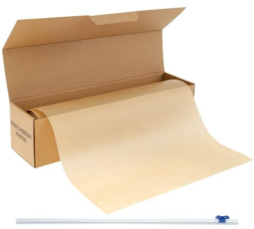 Baker's Signature Rouleau de papier sulfurisé imperméable et découpable pour pâtisserie, cuisine, barbecue, cuisson à la vapeur et Airfryer (marron)