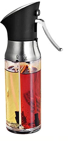 Pulverizador de Aceite de Oliva 2 en 1 con boquillas Independientes, pulverizador de vinagre, dispensador de Miel, Botella pulverizadora con Bomba para condimentar.