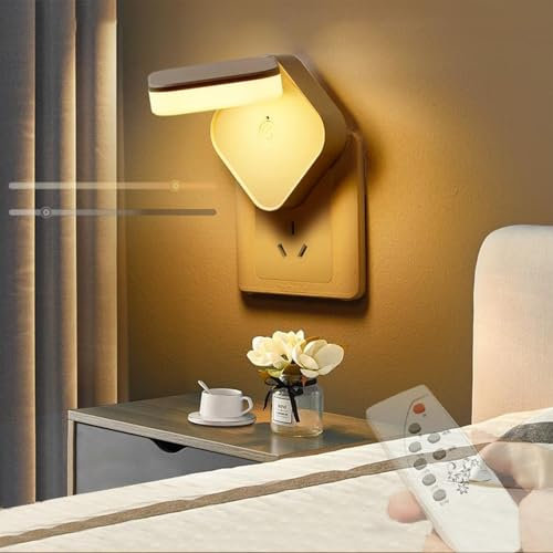 LED Nachtlicht Steckdose Wandleuchten mit Fernbedienung 3 Einstellbarer Helligkeit Wandlampen Dimmbar 315° Drehung Wandbeleuchtung Timer-Funktion Kinderzimmer Treppen Schlafzimmer (Weiß,1 Stück)