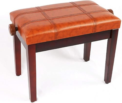 Klavierbank aus Leder mit Massivholzbeinen, verstellbare Höhe 46-56 cm, PU-Lederkissen, bequemer einzelner Klavierhocker für Musiker