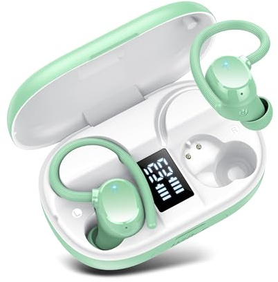 Bluetooth Kopfhörer Sport, In Ear Kopfhörer Kabellos Bluetooth 5.3 Kabellose Kopfhörer mit Mic, 128 Std Spielzeit, 2026 Neue Weicher Ohrbügel, IP7 Wasserdicht Ohrhörer LED-Anzeige USB-C for Running