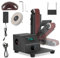 Mini Belt Sander, 350W Belt Bench Grinder with Adjustable Speed Display, 90° Adjustable Belt Grinder with 10 Sanding Belts for Metal Wood Aluminium Handmade DIY (1.2x15 in Mini Belt Sander)