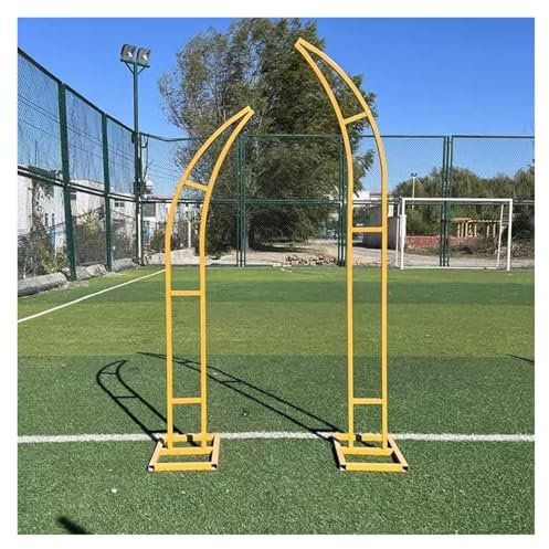 Arco da giardino dorato, supporto per arco nuziale in metallo, supporto curvo floreale per matrimoni, feste, compleanni, decorazioni per eventi, elegante design mezzo dorato, 2 m