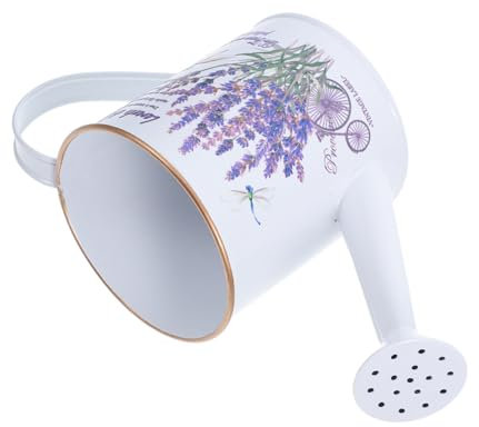HEATSHAKING Annaffiatoio in Latta Mini Beccuccio, Brocca per L'innaffiamento e Fioriera Decorativa da Giardino, Vaso Piccolo per Piante da Esterno e Irrigazione Creativa, Motivo Lavanda