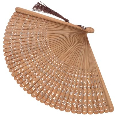 Beaupretty Abanico Pequeño Plegable de Madera Diseño Tradicional Chino, Compacto y Fácil de Llevar para Boda y Reunión Casual