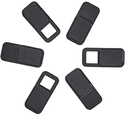 DOITOOL Cache-Webcam Coulissant Ovale en Métal Noir, Lot de 6 | Ordinateur Portable et Tablette, Protection de Confidentialité, Facile à Utiliser, Souplesse