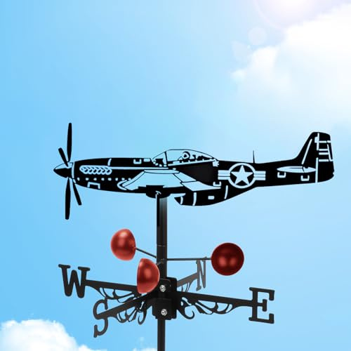 Segnavento in Metallo, Segnavento a Forma di Aeroplano, Banderuola Tetto Palo Giardino, Banderuola per Cortile, Fienile, Capannone, Ornamento per Tetti e Giardini