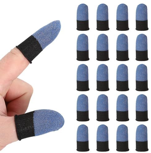 PATIKIL Manchon De Doigt pour Jeux Mobiles, 20 Manchons De Doigt/Pouce pour Manette, Bleu/Noir