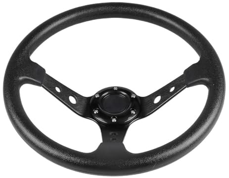 Volanti Sportivi Volante da corsa for auto in pelle 14 pollici 350 mm Sterzo sportivo in lega di alluminio(Noir)