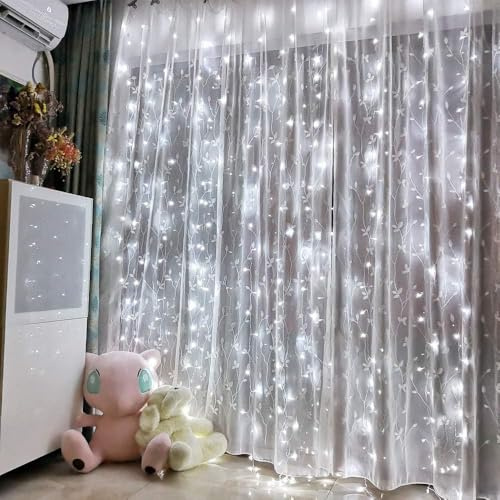 wisdom line - Guirnalda luminosa para cortina de ducha, impermeable, color blanco cálido con pilas para baño, decoración interior exterior (luz blanca, 112led)