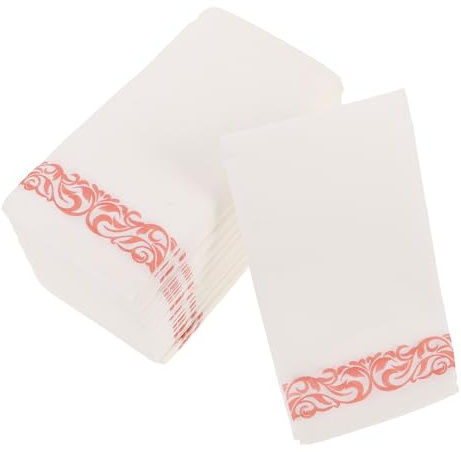 TOBBOMEY Serviettes de Table en Papier Jetables 50 Feuilles Décoratives Rose Doré Imprimé pour Mariage Fêtes Événements Réception Absorption Élevée Usage Unique