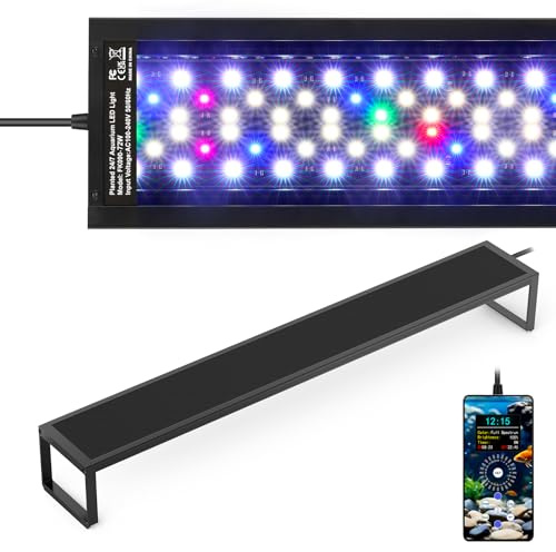 fishkeeper 6-Rows WRGB Aquarium Beleuchtung, Aquarium Lampe LCD-Steuerung | 24/7 Aquarium Licht, Programmierbar DIY Modu mit Timer (1-Min) & 1%-Dimmung & 9 Farben & 1-Tasten-Sync & Speicherfunktion
