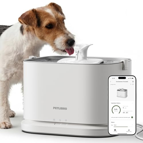 PETLIBRO - Ruhiger Hund Wasserbrunnen, Edelstahlschublade, intelligenter Haustier Wasserbrunnen für Hunde innen mit App Überwachung, 3L Wasserschale