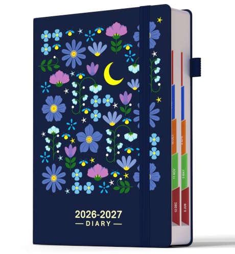 TDOLISSTE -Academic Diary 2026-2027 Day to Page A5 Mid-Year Diary | July 2026 to June 2027 Planner for Teacher, Students, Work& Home, Pen Loop and Inner Pocket, Elastic Closure (Navy Blue)