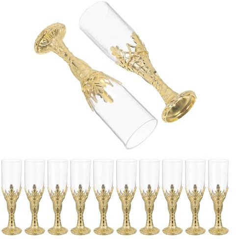 CALLARON 12 Copas de Cáliz de Plástico Dorado Estilo Vintage y Gótico para Fiestas Medievales y Graduaciones, Resistentes al Desgaste Limpieza Sencilla