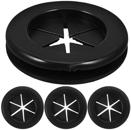 Mikikit Passacavo in Gomma Nero 4 Pezzi Design Regolabile e Doppia Faccia per Protezione Cavi Resistente All'acqua e Fiamme, per Casa e Ufficio