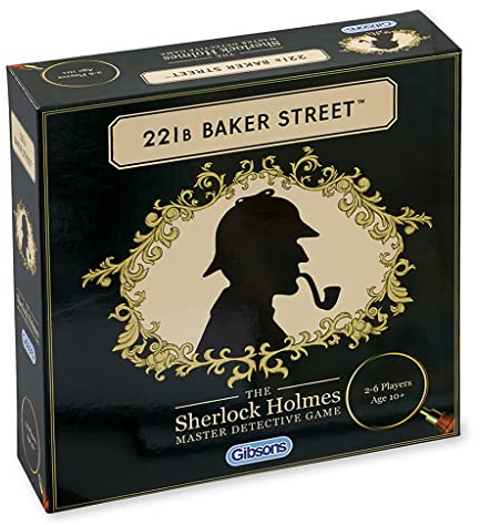 Gibsons 221B Baker Street Mystery Board Game – Solve 75 Sherlock Holmes Crimes. Ages 10+, 2–6 Players. Family & Party Strategy Game Night Fun