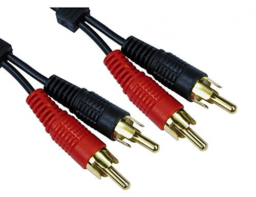 World of Data 1m TWIN RCA Cable - 100% Copper Wire - Phono - 24k Gold - Male to Male - Left & Right Audio - Stereo - 2RCA - 2xRCA