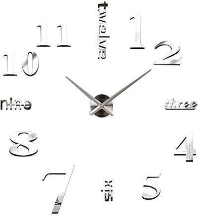 GMMH Design 12 Wanduhr 100-130 cm 3 D XXL Uhr Moderne Selbst gestaltbare Do-it-Yourself Wanduhr (Silber)