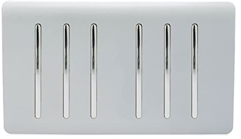 Trendi - Interruptor de luz táctil artístico Moderno Brillante de 6 Bandas, 2 vías, Doble Placa, Color Plateado