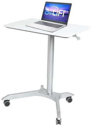 Seville Classics Airlift XL 71 cm pneumatisch mobiler Steh-Sitz (68,8 bis 106,4 cm H), weiß Höhenverstellbarer Tisch, Aluminium, 71 x 50 cm