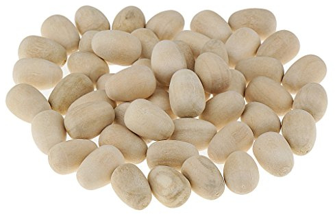 Fenteer Kinder Eier Dekoeier Ostern Ostereier Holzeier zum bemalen basteln, 50 Stück 15mm