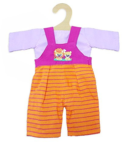 Heless 2815 - Fair Trade Bekleidungs-Set für Puppen, Outfit Leo, 2 teilig mit Shirt und Latzhose, Größe 35-45 cm