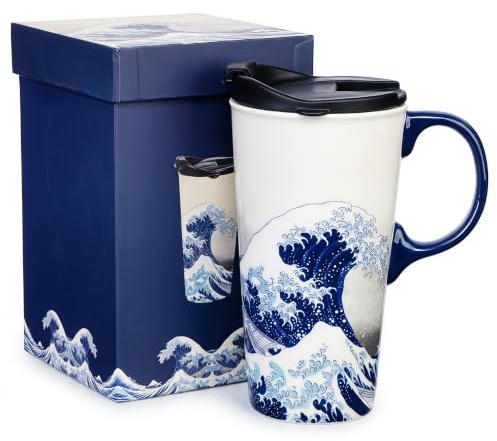 Topadorn 17 Oz Ceramic Coffee Travel Mug with Spill Proof Lid & Handle, Microwave Dishwasher Safe Coffee Cup, Tea Cup with Gift Box for Men and Women