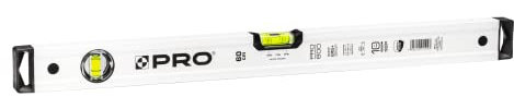PRO600 Livella a Bolla 60cm con pendenza del 2% - Profilo Ergonomico e Sistema ERS+ (Easy Reading System) Livella bolla e precisa - Tappi di chiusura antiurto - Colore Bianco