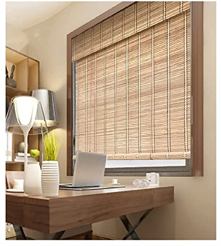 LIJINBO Natur Bambus Rolle Rollo,Bambus-Rollo Jalousien, Fensterschirme Block Sonnenlicht-Raumteiler for Schlafzimmer Balkon Büro Tee Zimmer Vorhang Panel, 46 Größen